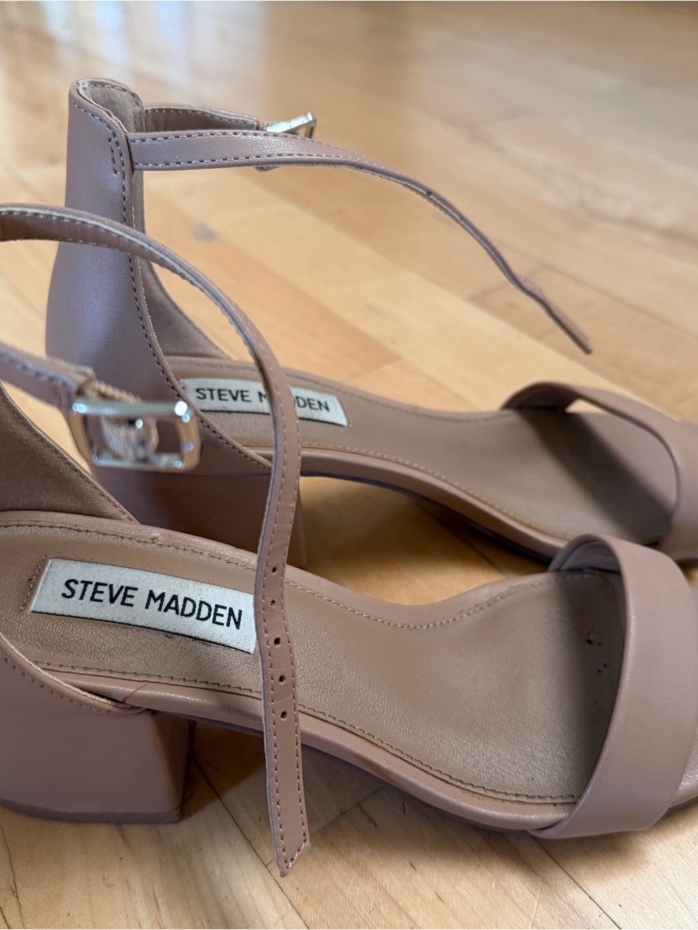 Steve Madden Women's Ankle Strap Block Heel Sandals - Taupe